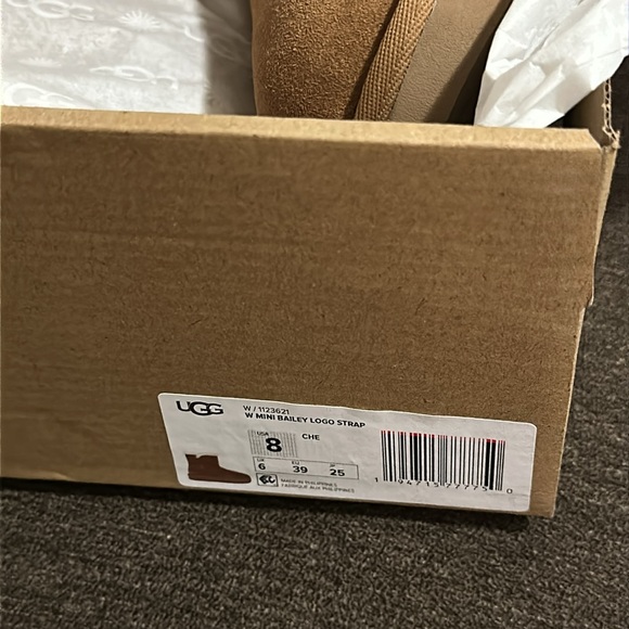 UGG - Mini Bailey Logo Strap Suede Boots - Size 8 - Picture 3 of 5